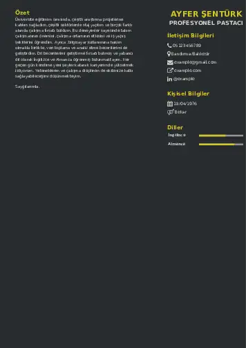 Pastacı Cv Örnekleri cv indir